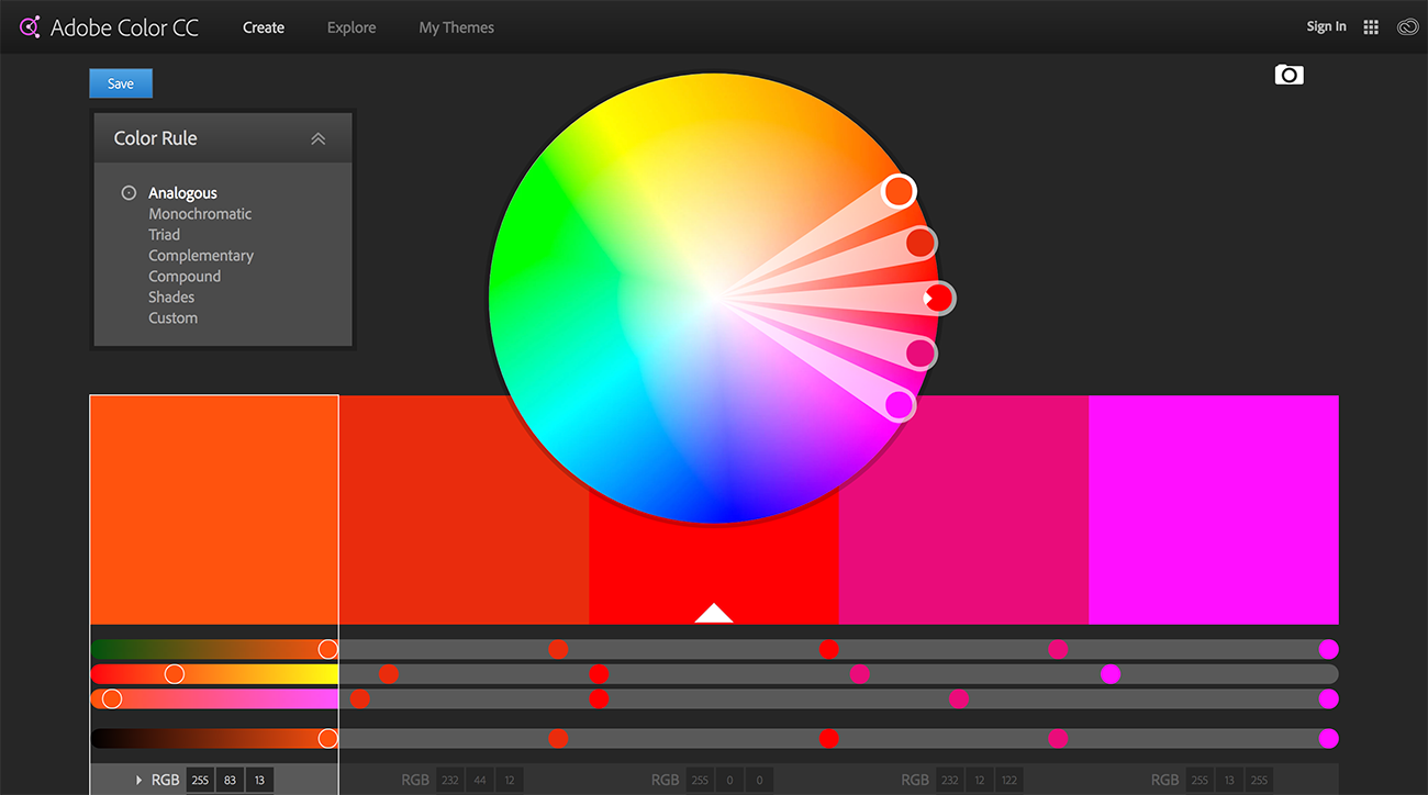 adobe create tool for creating perfect colour palettes